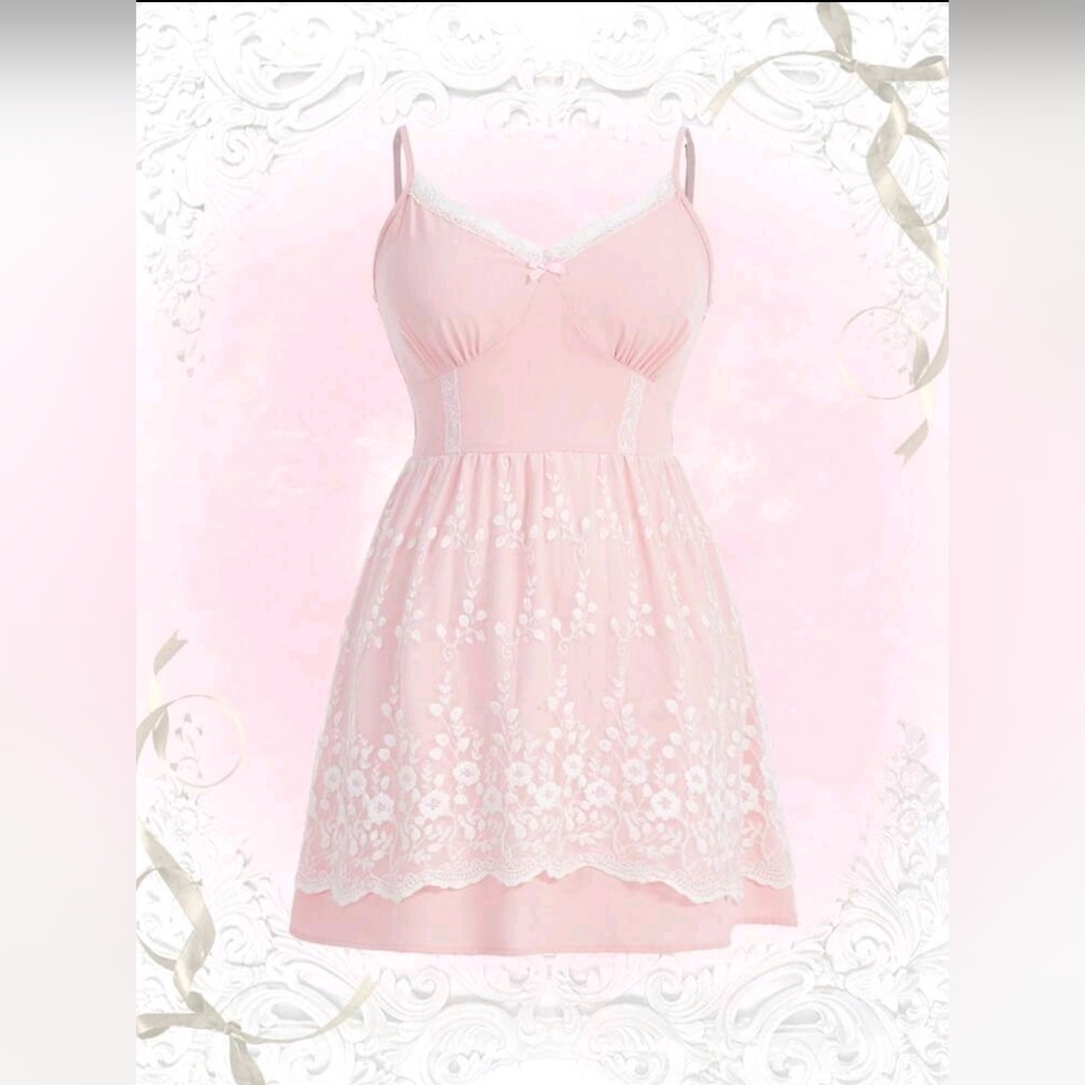ROMWE Kawaii Plus Contrast Lace Cami Dress. Size 3X